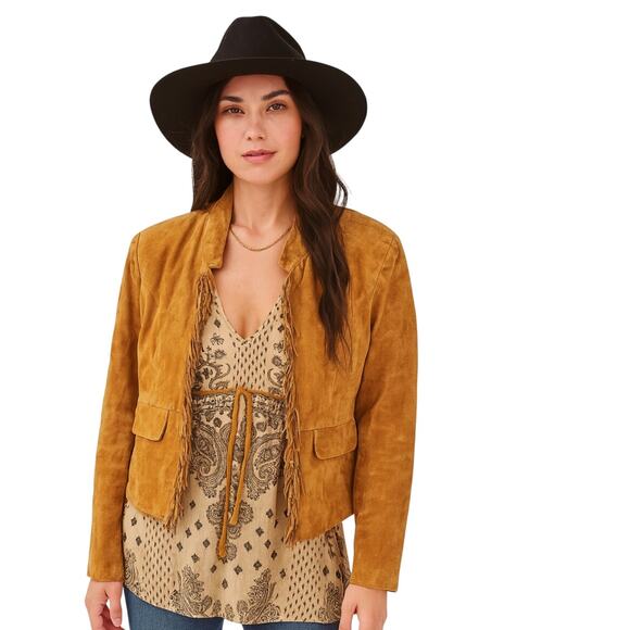 Pamela McCoy Jackets & Blazers - Pamela McCoy Western Fringed Suede Jacket, Copper, Cowboy Carter, Festival, L
